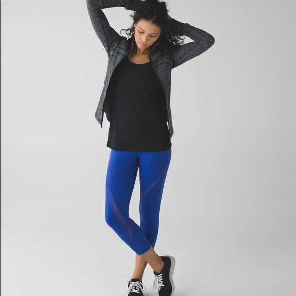 *Host Pick!* Lululemon Free Flow crop in Electric Blue w crossover & mesh detail - Picture 2 of 7